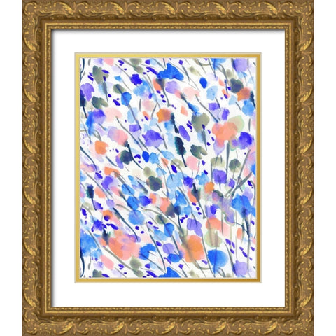 Wild Nature Blue Gold Ornate Wood Framed Art Print with Double Matting by Maldonado, Jacqueline
