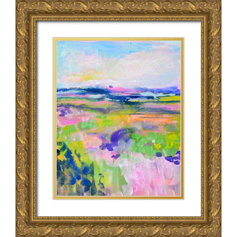 Colourful Land I Gold Ornate Wood Framed Art Print with Double Matting by Marrison, TA