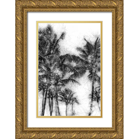 Dorado Palms 1 Gold Ornate Wood Framed Art Print with Double Matting by Miamee, Golie