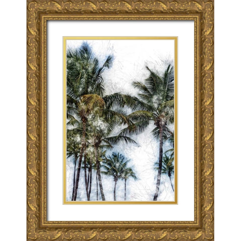 Dorado Palms 2 Gold Ornate Wood Framed Art Print with Double Matting by Miamee, Golie