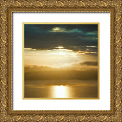 Orcas Sunset 1 Gold Ornate Wood Framed Art Print with Double Matting by Miamee, Golie