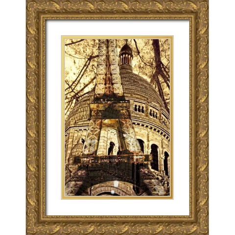 Paris Lights Gold Ornate Wood Framed Art Print with Double Matting by Miamee, Golie