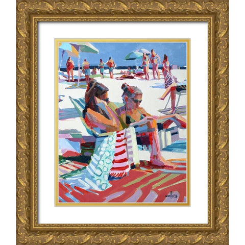 Beach Gossip Gold Ornate Wood Framed Art Print with Double Matting by Mollica, Patti