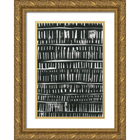 Black Collage Gold Ornate Wood Framed Art Print with Double Matting by Morioke