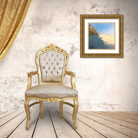 Obidos Beach Gold Ornate Wood Framed Art Print with Double Matting by Merino, Carmen