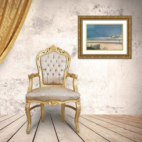 Obidos Lagoon Gold Ornate Wood Framed Art Print with Double Matting by Merino, Carmen