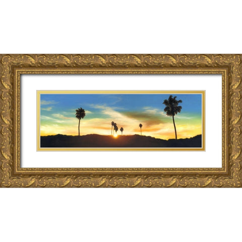 Hollywood Hills Sunset Gold Ornate Wood Framed Art Print with Double Matting by Monzon, Rick