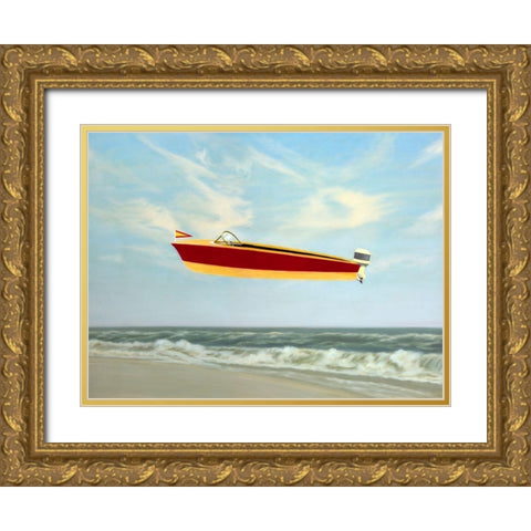 Speedboat Gold Ornate Wood Framed Art Print with Double Matting by Monzon, Rick
