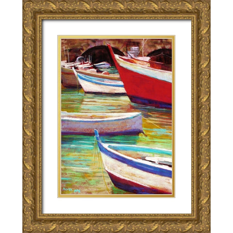 Colors of Camogli Gold Ornate Wood Framed Art Print with Double Matting by Mertz, Nancie King
