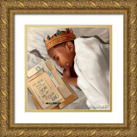 Even When Im Sleeping - Boy Gold Ornate Wood Framed Art Print with Double Matting by Muhammad, Salaam