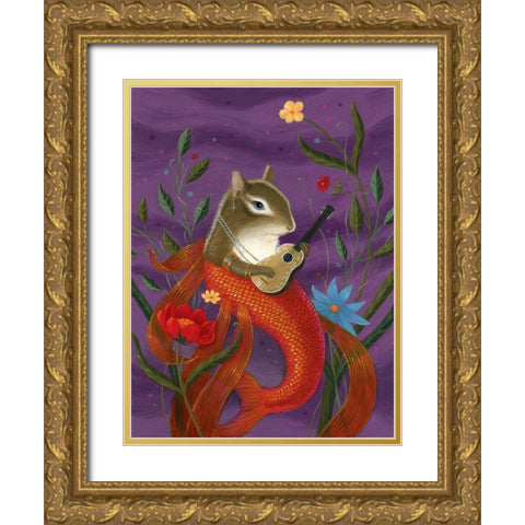 Aurelia The Mermouse Gold Ornate Wood Framed Art Print with Double Matting by Matarazzo, Gina