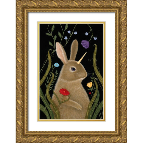 Beatrix the Bunnicorn Gold Ornate Wood Framed Art Print with Double Matting by Matarazzo, Gina