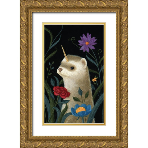Petey the Ferricorn Gold Ornate Wood Framed Art Print with Double Matting by Matarazzo, Gina
