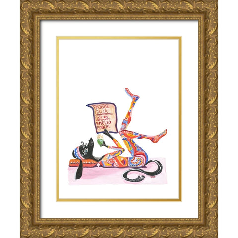 Contessa Baci Gold Ornate Wood Framed Art Print with Double Matting by Marshall, Lucy