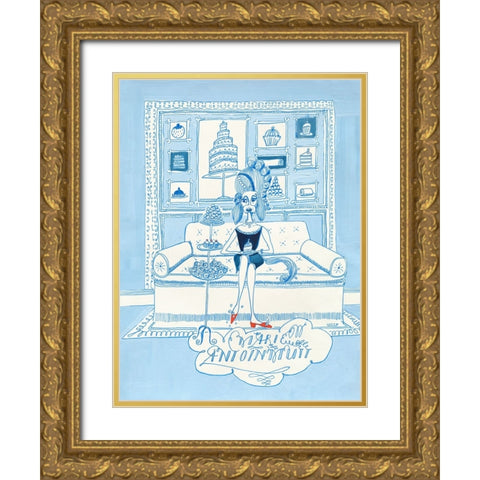 Marie Antoinmutt Gold Ornate Wood Framed Art Print with Double Matting by Marshall, Lucy