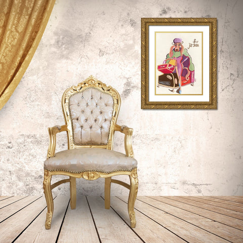 Miss Jet Setter Gold Ornate Wood Framed Art Print with Double Matting by Marshall, Lucy