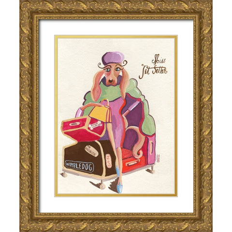 Miss Jet Setter Gold Ornate Wood Framed Art Print with Double Matting by Marshall, Lucy
