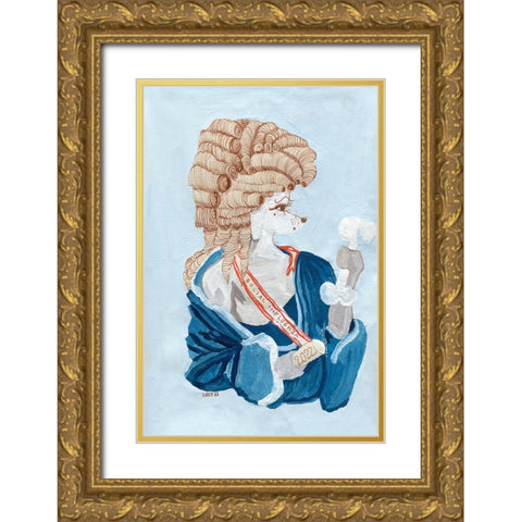 Parisien Poodle Gold Ornate Wood Framed Art Print with Double Matting by Marshall, Lucy