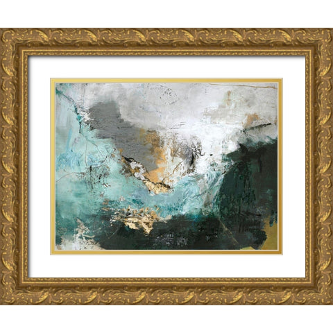 Arctic Green Gold Ornate Wood Framed Art Print with Double Matting by Design Fabrikken