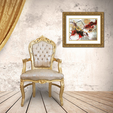 Flower Fall Gold Ornate Wood Framed Art Print with Double Matting by Design Fabrikken