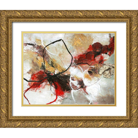 Flower Fall Gold Ornate Wood Framed Art Print with Double Matting by Design Fabrikken