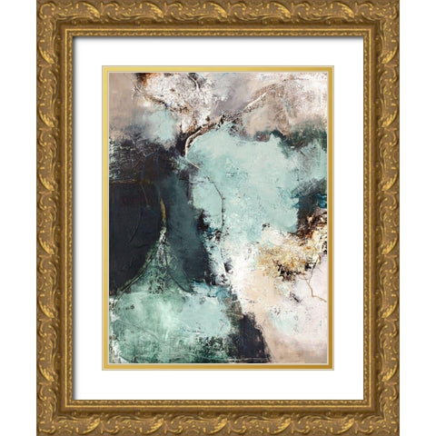 Great Green Gold Ornate Wood Framed Art Print with Double Matting by Design Fabrikken