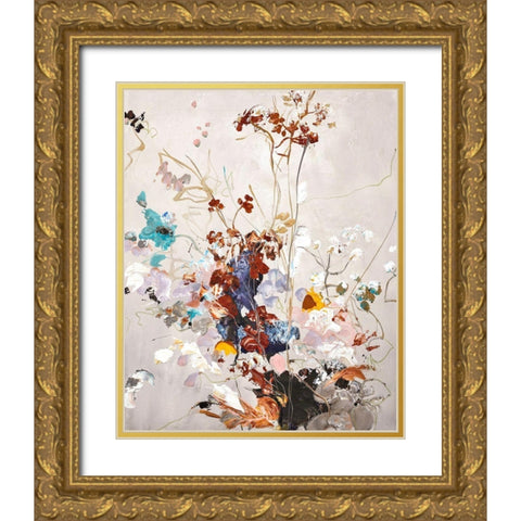 Fall Floral Gold Ornate Wood Framed Art Print with Double Matting by Design Fabrikken