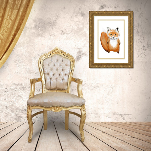 Little Fox Gold Ornate Wood Framed Art Print with Double Matting by Design Fabrikken