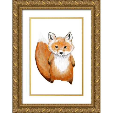 Little Fox Gold Ornate Wood Framed Art Print with Double Matting by Design Fabrikken