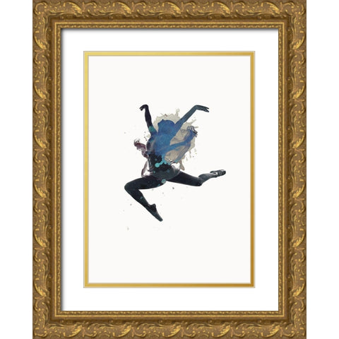 Ballerina Floating Gold Ornate Wood Framed Art Print with Double Matting by Design Fabrikken