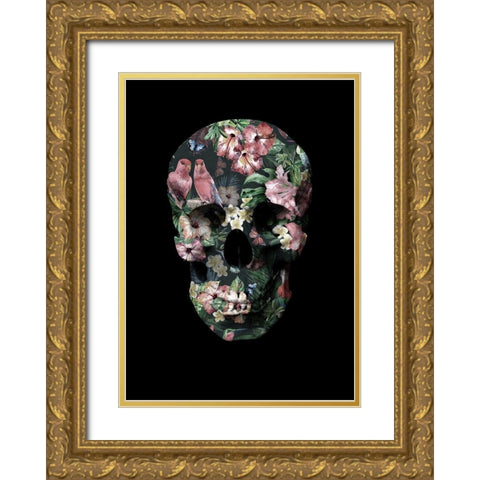 Tropic Skull Gold Ornate Wood Framed Art Print with Double Matting by Design Fabrikken