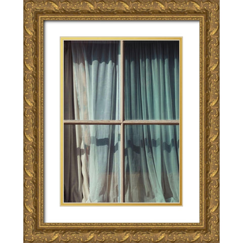 Curtain Gold Ornate Wood Framed Art Print with Double Matting by Design Fabrikken