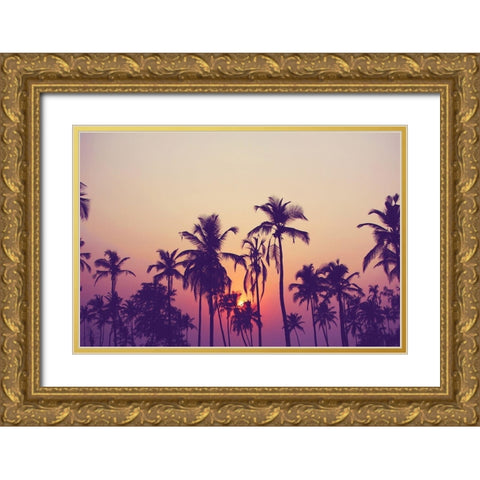 Palm Sky 1 Gold Ornate Wood Framed Art Print with Double Matting by Design Fabrikken