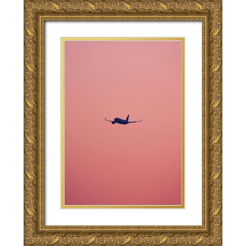Pink Flight Gold Ornate Wood Framed Art Print with Double Matting by Design Fabrikken