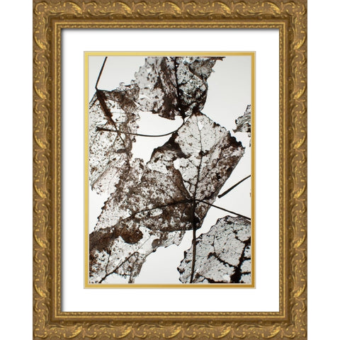 Leaves Gold Ornate Wood Framed Art Print with Double Matting by Design Fabrikken