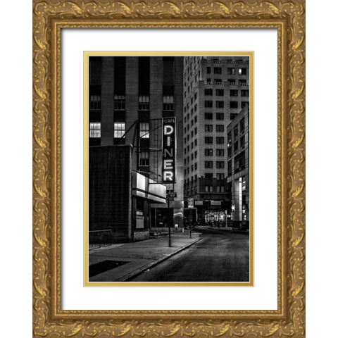 Diner Gold Ornate Wood Framed Art Print with Double Matting by Design Fabrikken