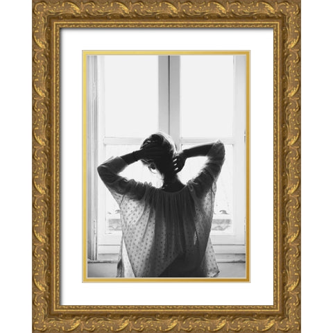 Good Morning Gold Ornate Wood Framed Art Print with Double Matting by Design Fabrikken
