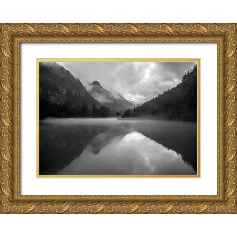 Mountain Lake Gold Ornate Wood Framed Art Print with Double Matting by Design Fabrikken