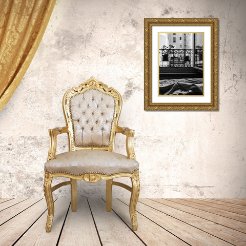 Balcony Gold Ornate Wood Framed Art Print with Double Matting by Design Fabrikken