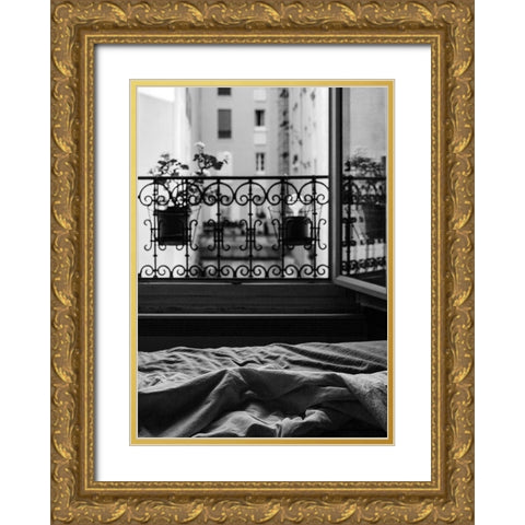 Balcony Gold Ornate Wood Framed Art Print with Double Matting by Design Fabrikken