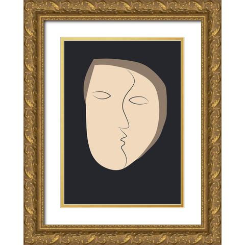 Face It 1 Gold Ornate Wood Framed Art Print with Double Matting by Design Fabrikken
