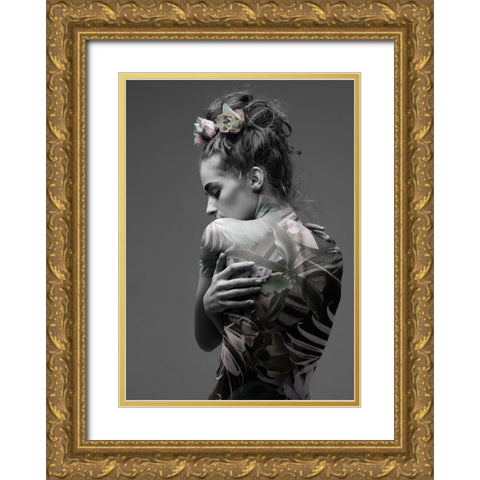 Jungle Fashion 1 Gold Ornate Wood Framed Art Print with Double Matting by Design Fabrikken
