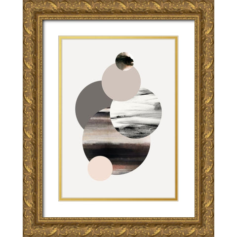 Circles 1 Gold Ornate Wood Framed Art Print with Double Matting by Design Fabrikken