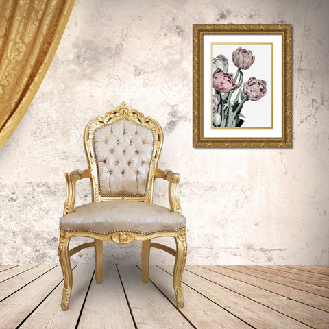 Tulips Bright Gold Ornate Wood Framed Art Print with Double Matting by Design Fabrikken