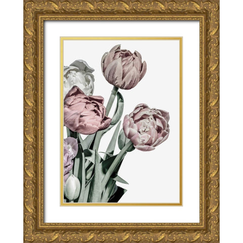 Tulips Bright Gold Ornate Wood Framed Art Print with Double Matting by Design Fabrikken