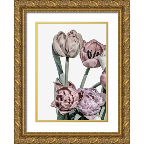 Tulips Bright 2 Gold Ornate Wood Framed Art Print with Double Matting by Design Fabrikken