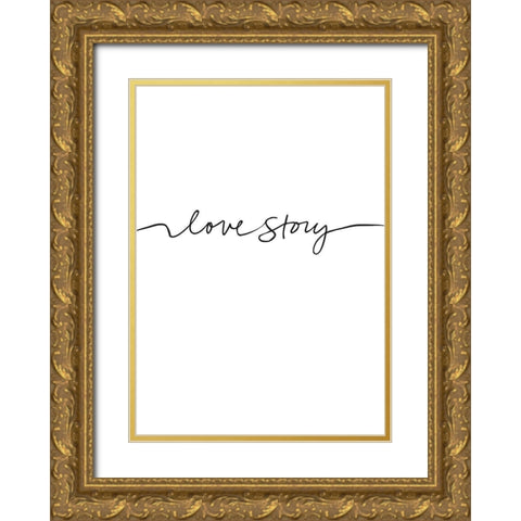 Love Story Gold Ornate Wood Framed Art Print with Double Matting by Design Fabrikken