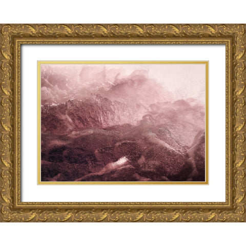 Pink Motion Gold Ornate Wood Framed Art Print with Double Matting by Design Fabrikken