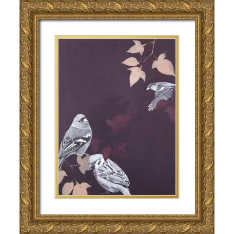 Bird 1 Gold Ornate Wood Framed Art Print with Double Matting by Design Fabrikken