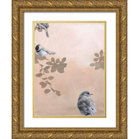 Bird 2 Gold Ornate Wood Framed Art Print with Double Matting by Design Fabrikken